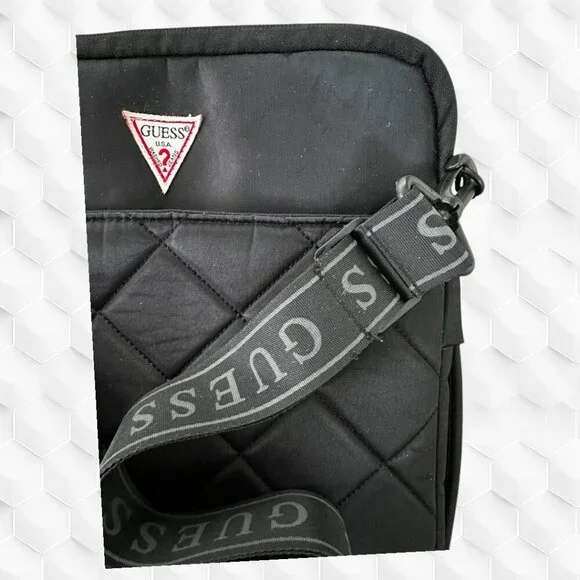 Guess Black Laptop Bag with Quilted Texture and Adjustable Strap - Picture 3 of 10